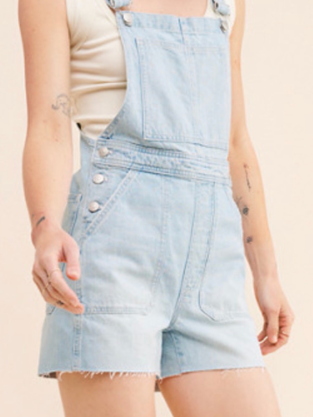 Madewell Light Blue Denim Overall Shorts